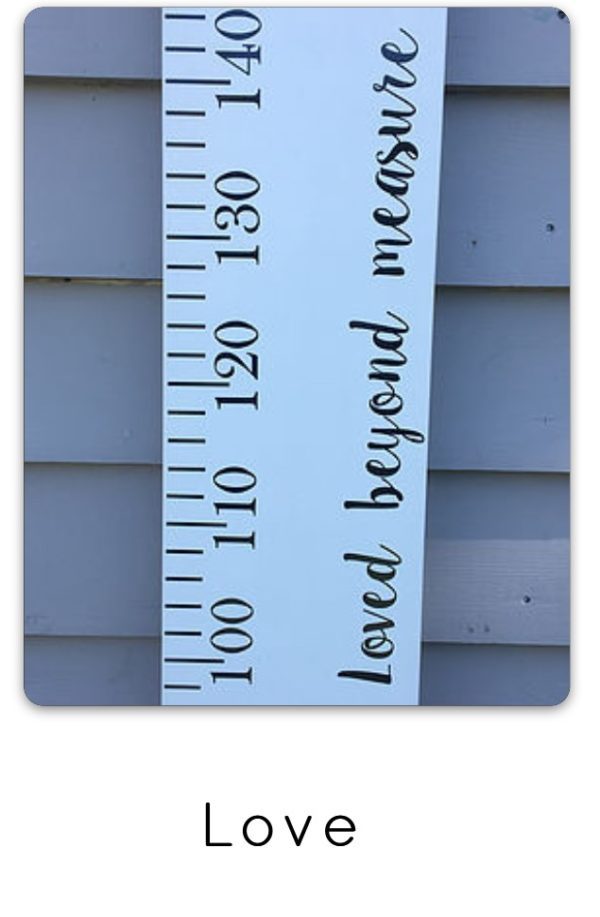 DIY Vinyl Growth Chart Ruler Decal Kit - Large Style, Loved Beyond Measure