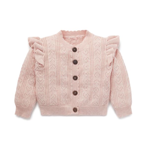 Ruffle Knit Cardigan Pink